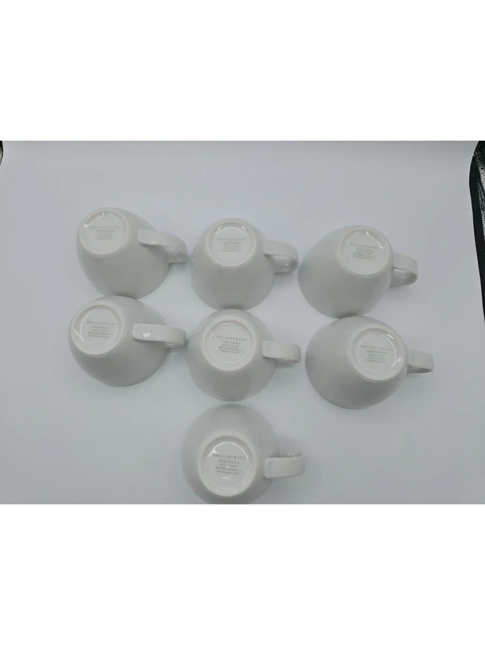 Vintage Pottery Barn Textured White Coffee Tea Cups Set of 7 Made In Japan 2001